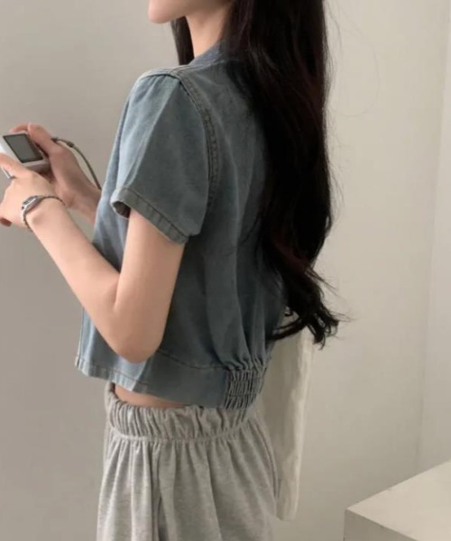 semplice（センプリチェ）の「シャツ【韓国ファッション】（シャツ/ブラウス・レディース・ブラック/ブルー・F）」の6枚目の写真