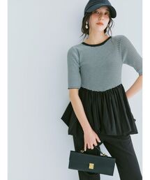 Mila Owen（ミラオーウェン）の「【ウォッシャブル】2wayペプラムリブニットドッキングトップス（Tシャツ/カットソー）」