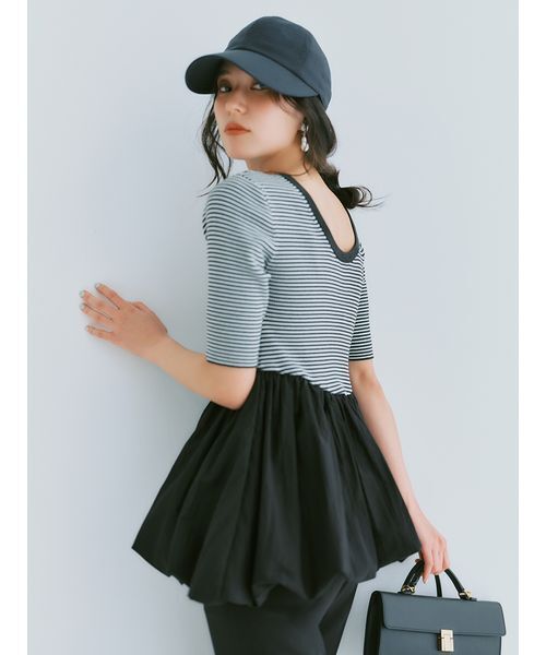 Mila Owen（ミラオーウェン）の「【ウォッシャブル】2wayペプラムリブニットドッキングトップス（Tシャツ/カットソー・レディース・ブラック/その他/ホワイト・0/1）」の17枚目の写真