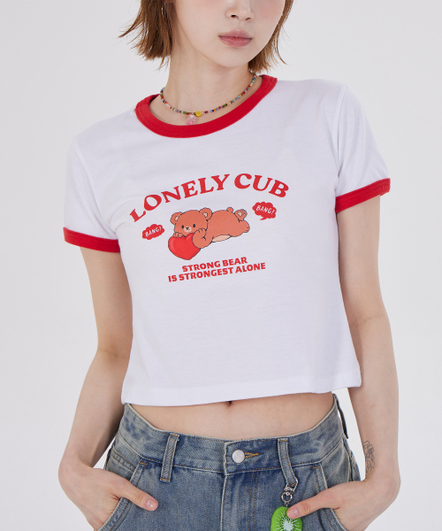DYSFUNCT(ディスファンクト)の「LONELY CUB RINGER T-SHIRT(RED)(Tシャツ/カットソー・レディース・その他・SMALL/MEDIUM)」の3枚目の写真