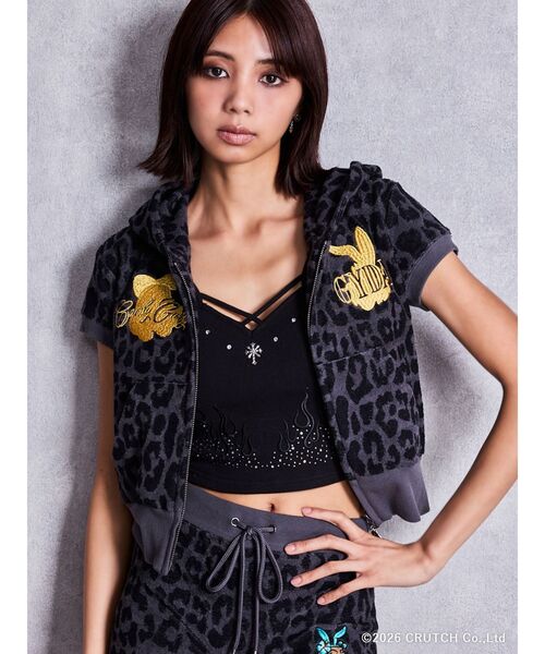 GYDA（ジェイダ）の「GYDA×GALFY leopard pileパーカー【セットアップ着用可能】（パーカー・レディース・ブラック/ピンク/ベージュ・FREE）」の5枚目の写真