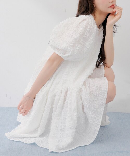 セール】【SALON by Chico】ジャガードパフボリュームチュニック