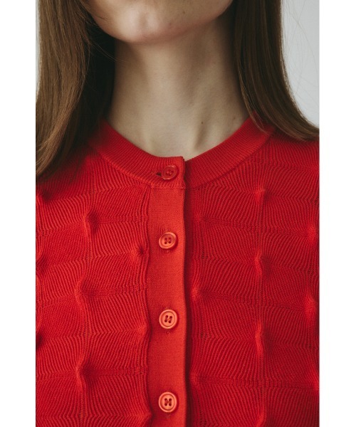 HeRIN.CYE(ヘリンドットサイ)の「Pocopoco knit cardigan / ポコポコニットトップ(ニット/セーター・レディース・レッド/ブラック/イエロー・FREE)」の13枚目の写真