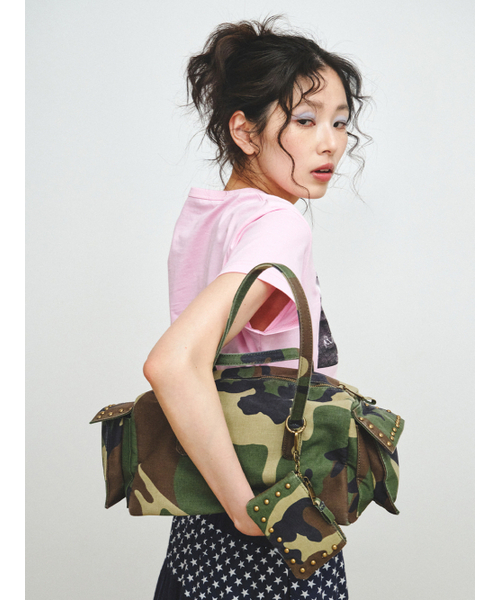 PLZPROJECT（プリーズプロジェクト）の「COMBAT BOSTON BAG, WOODLAND（ボストンバッグ・レディース・グリーン・FREE）」の6枚目の写真