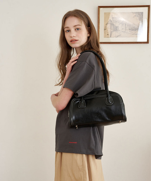 MAC MOC(マックモック)の「ピアナ スティッチバゲットショルダーバッグ_4カラー(トートバッグ・レディース・ブラック/イエロー/Cream/パープル・FREE)」の7枚目の写真
