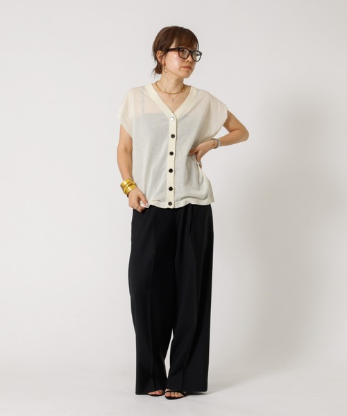 DESIGNWORKS(デザインワークス)の「【一部店舗限定】シアーコンパクトニットジレベスト(ベスト・レディース・ブラック/アイボリー/グレイッシュベージュ・38)」の9枚目の写真
