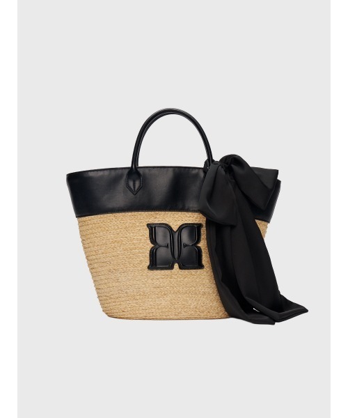 EIMY ISTOIRE(エイミーイストワール)の「PAPILLON RIBBON STRAW BAG(かごバッグ・レディース・キャメル/ブラック・F)」の7枚目の写真