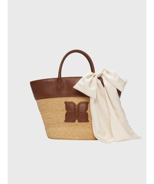 EIMY ISTOIRE(エイミーイストワール)の「PAPILLON RIBBON STRAW BAG(かごバッグ・レディース・キャメル/ブラック・F)」の9枚目の写真