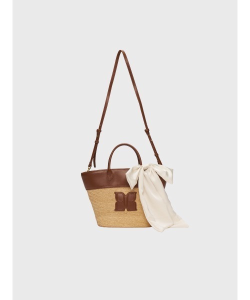 EIMY ISTOIRE(エイミーイストワール)の「PAPILLON RIBBON STRAW BAG(かごバッグ・レディース・キャメル/ブラック・F)」の14枚目の写真
