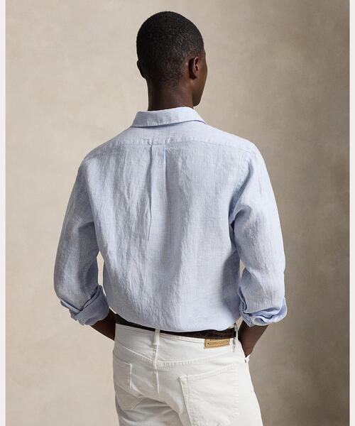 POLO RALPH LAUREN(ポロ ラルフ ローレン)の「クラシック フィット ストライプド リネン シャツ(シャツ/ブラウス・メンズ・ブルー・L/M/S/XS/XXL/XL)」の4枚目の写真