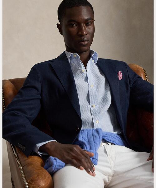 POLO RALPH LAUREN(ポロ ラルフ ローレン)の「クラシック フィット ストライプド リネン シャツ(シャツ/ブラウス・メンズ・ブルー・L/M/S/XS/XXL/XL)」の6枚目の写真