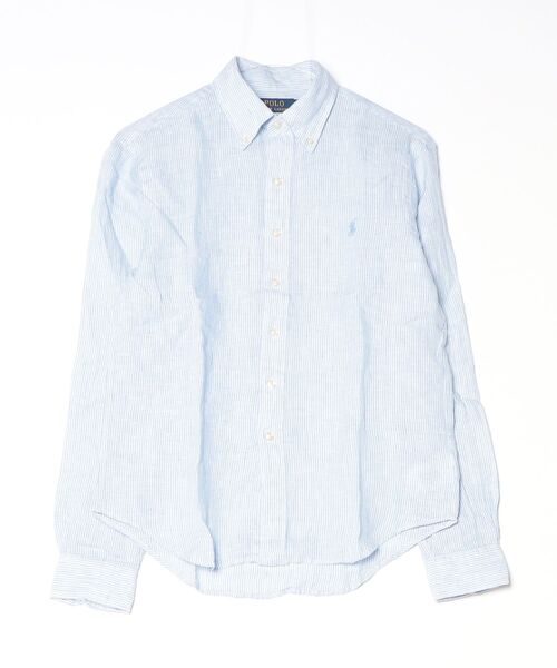 POLO RALPH LAUREN(ポロ ラルフ ローレン)の「クラシック フィット ストライプド リネン シャツ(シャツ/ブラウス・メンズ・ブルー・L/M/S/XS/XXL/XL)」の8枚目の写真