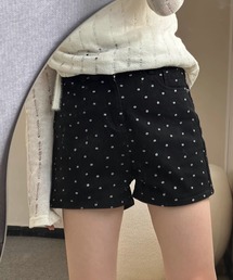 LAMPOON（ランプーン）の「フラワードットブラックデニムショートパンツ（その他パンツ）」