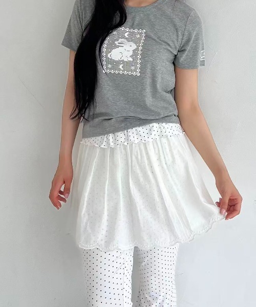 hugi(ハギ)の「DOT FRILL FLARE PANTS / ドットフリルフレアパンツ(その他パンツ・レディース・ホワイト/ブラック・FREE)」の11枚目の写真