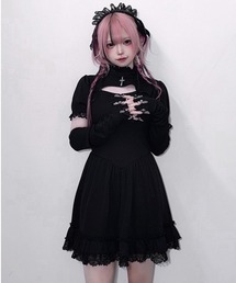 ililil（イルイルイル）の「『ililil/イルイルイル』【地雷ちゃんのアームカバー付き！キラキラリブワンピース】（ワンピース）」