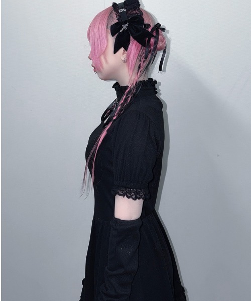 ililil(イルイルイル)の「『ililil/イルイルイル』【地雷ちゃんのアームカバー付き!キラキラリブワンピース】(ワンピース・レディース・ブラック・FREE)」の3枚目の写真
