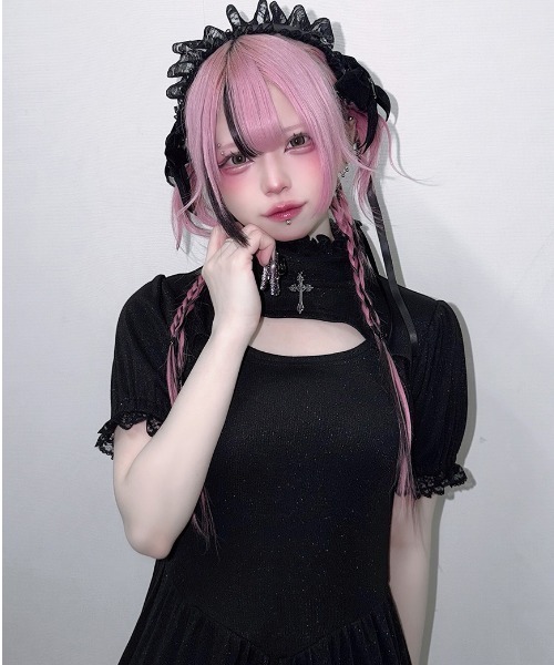 ililil(イルイルイル)の「『ililil/イルイルイル』【地雷ちゃんのアームカバー付き!キラキラリブワンピース】(ワンピース・レディース・ブラック・FREE)」の9枚目の写真