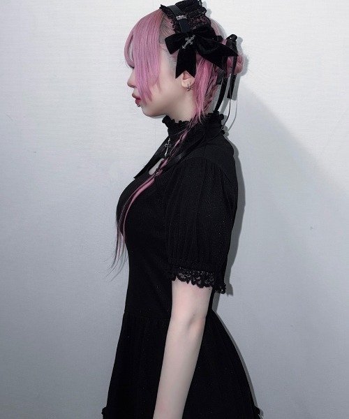 ililil(イルイルイル)の「『ililil/イルイルイル』【地雷ちゃんのアームカバー付き!キラキラリブワンピース】(ワンピース・レディース・ブラック・FREE)」の11枚目の写真