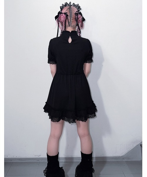 ililil(イルイルイル)の「『ililil/イルイルイル』【地雷ちゃんのアームカバー付き!キラキラリブワンピース】(ワンピース・レディース・ブラック・FREE)」の13枚目の写真