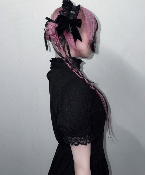 ililil(イルイルイル)の「『ililil/イルイルイル』【地雷ちゃんのアームカバー付き!キラキラリブワンピース】(ワンピース・レディース・ブラック・FREE)」の14枚目の写真