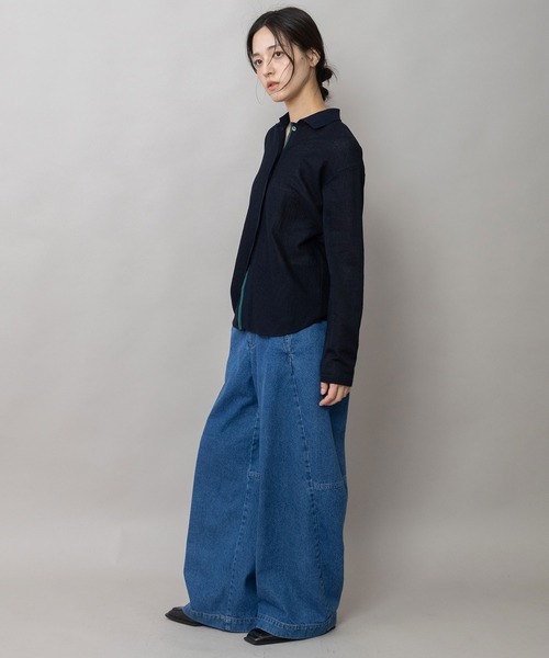Munich(ミューニック)の「コットンレーシージャガード×ニット ポロブラウス(シャツ/ブラウス・レディース・ホワイト/ブラック/ネイビー・FREE)」の8枚目の写真