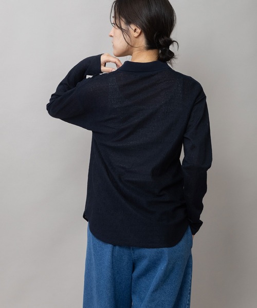Munich(ミューニック)の「コットンレーシージャガード×ニット ポロブラウス(シャツ/ブラウス・レディース・ホワイト/ブラック/ネイビー・FREE)」の6枚目の写真