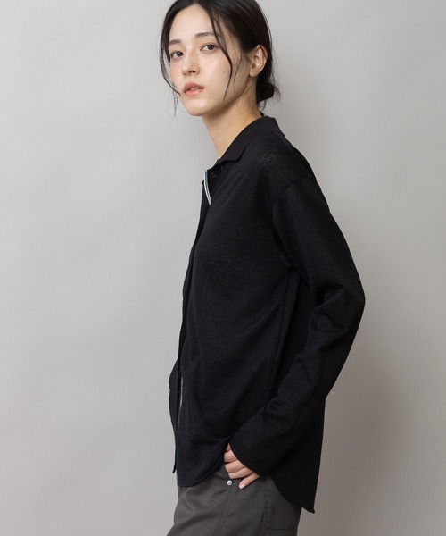 Munich(ミューニック)の「コットンレーシージャガード×ニット ポロブラウス(シャツ/ブラウス・レディース・ホワイト/ブラック/ネイビー・FREE)」の12枚目の写真