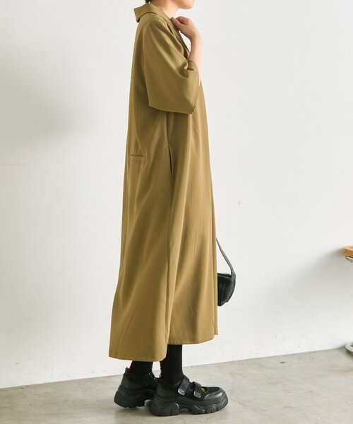 ear PAPILLONNER(イアパピヨネ)の「半袖Vネックワンピース【SUM1 STYLE】(ワンピース・レディース・ブラック/カーキ・FREE)」の19枚目の写真