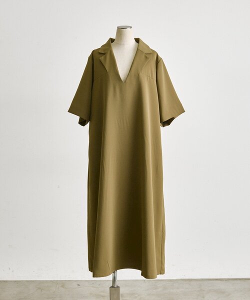 ear PAPILLONNER(イアパピヨネ)の「半袖Vネックワンピース【SUM1 STYLE】(ワンピース・レディース・ブラック/カーキ・FREE)」の17枚目の写真