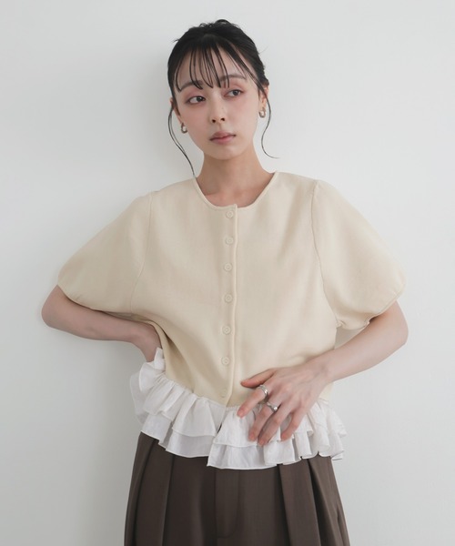 LIAN（リアン）の「フリルドッキングニットカーディガン（ニット/セーター・レディース・ブラック/チャコールグレー/アイボリー・FREE）」の15枚目の写真