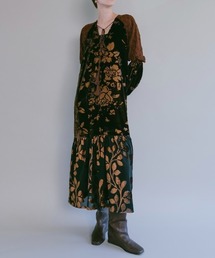 クロスネックジャガードスリーブドレス/Cross Neck JQ Sleeve Dress