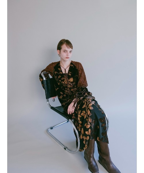 sahara(サハラ)の「【26AW PRE ORDER】Patchwork Velour Dress.(ワンピース・レディース・ブラック/ブラウン・FREE)」の9枚目の写真
