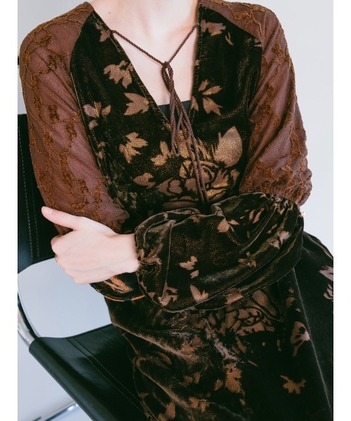 sahara(サハラ)の「【26AW PRE ORDER】Patchwork Velour Dress.(ワンピース・レディース・ブラック/ブラウン・FREE)」の11枚目の写真