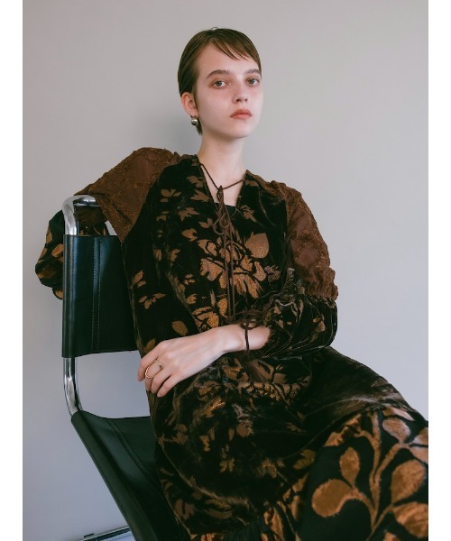 sahara(サハラ)の「【26AW PRE ORDER】Patchwork Velour Dress.(ワンピース・レディース・ブラック/ブラウン・FREE)」の12枚目の写真