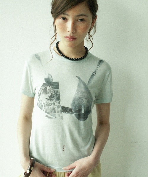 igi(イジ)の「BRA T / モチーフプリントソフトトップス(Tシャツ/カットソー・レディース・ブルーグレー/カーキ/ホワイト・FREE)」の21枚目の写真