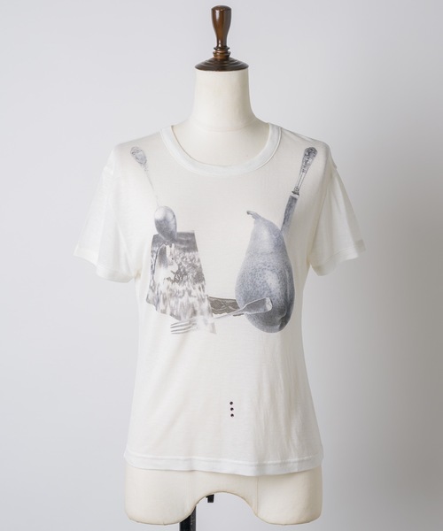 igi(イジ)の「BRA T / モチーフプリントソフトトップス(Tシャツ/カットソー・レディース・ブルーグレー/カーキ/ホワイト・FREE)」の4枚目の写真