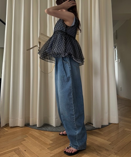 WILLFULLY(ウィルフリー)の「gather flare organdy peplum tops(その他トップス・レディース・レオパード/ベージュ/ブラック・FREE)」の16枚目の写真