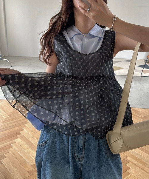 WILLFULLY(ウィルフリー)の「gather flare organdy peplum tops(その他トップス・レディース・レオパード/ベージュ/ブラック・FREE)」の8枚目の写真
