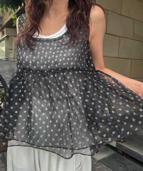 WILLFULLY(ウィルフリー)の「gather flare organdy peplum tops(その他トップス・レディース・レオパード/ベージュ/ブラック・FREE)」の6枚目の写真