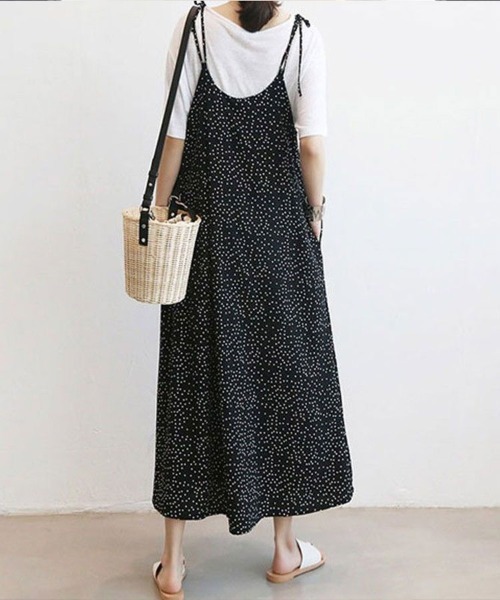 Flugge(フラッジー)の「ドット柄キャミロングワンピース(ワンピース・レディース・ブラック・MEDIUM/LARGE)」の4枚目の写真