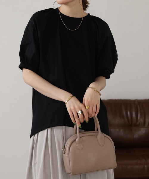EGLANTINE（エグランティーヌ）の「EGLANTINE コットンブラウス 半袖（シャツ/ブラウス・レディース・ブラウン/ブラック・38）」の4枚目の写真