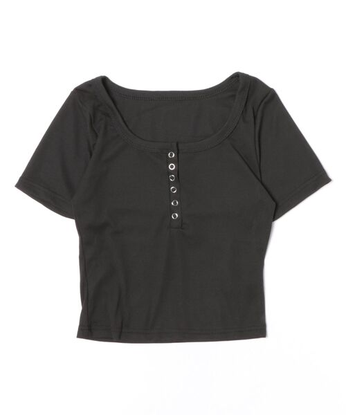 WEGO(ウィゴー)の「Uネックヘンリーネックタイトトップス/カットソー/Tシャツ(Tシャツ/カットソー・レディース・ブラック/ホワイト/ホワイト系その他・LARGE/MEDIUM)」の15枚目の写真