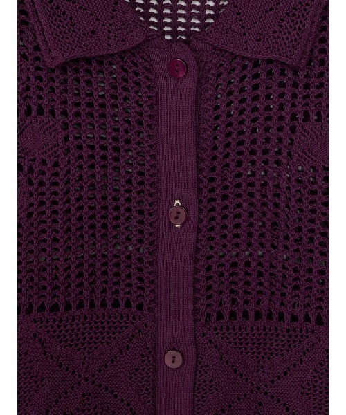 ELCHELE（エルチェレ）の「MIX PATTERN KNIT SHIRT（シャツ/ブラウス・レディース・ダークパープル/ベージュ/オフホワイト・FREE）」の5枚目の写真