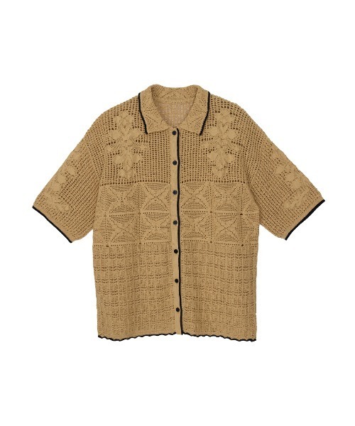 ELCHELE（エルチェレ）の「MIX PATTERN KNIT SHIRT（シャツ/ブラウス・レディース・ダークパープル/ベージュ/オフホワイト・FREE）」の10枚目の写真