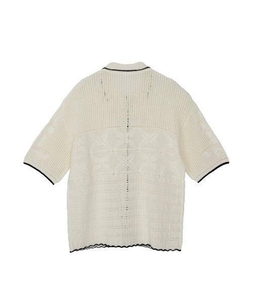 ELCHELE（エルチェレ）の「MIX PATTERN KNIT SHIRT（シャツ/ブラウス・レディース・ダークパープル/ベージュ/オフホワイト・FREE）」の8枚目の写真