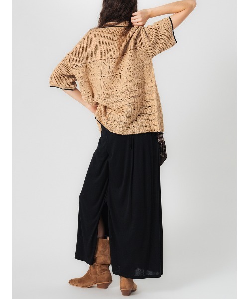 ELCHELE（エルチェレ）の「MIX PATTERN KNIT SHIRT（シャツ/ブラウス・レディース・ダークパープル/ベージュ/オフホワイト・FREE）」の12枚目の写真