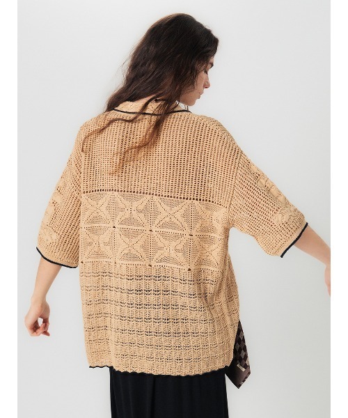ELCHELE（エルチェレ）の「MIX PATTERN KNIT SHIRT（シャツ/ブラウス・レディース・ダークパープル/ベージュ/オフホワイト・FREE）」の22枚目の写真