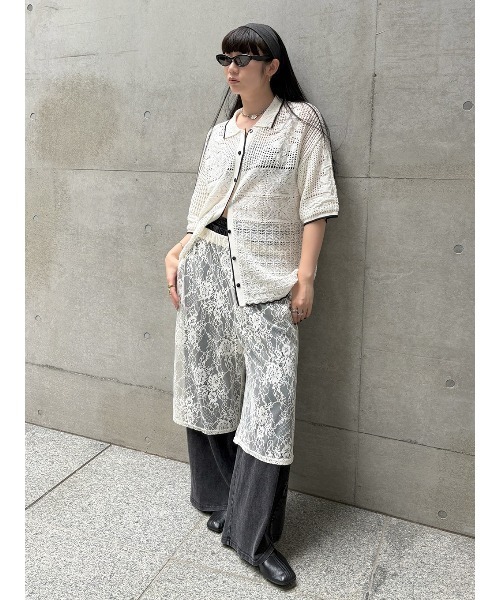 ELCHELE（エルチェレ）の「MIX PATTERN KNIT SHIRT（シャツ/ブラウス・レディース・ダークパープル/ベージュ/オフホワイト・FREE）」の18枚目の写真