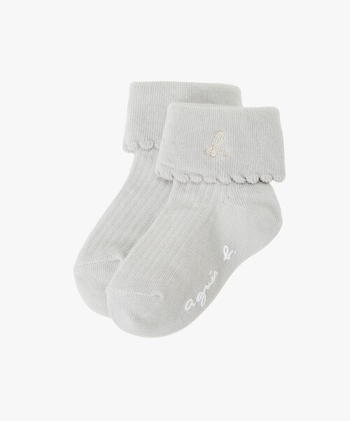 agnes b.(アニエスベー)の「ベビー "b." ロゴ 刺繍 コットン ソックス(タイツ/ストッキング・キッズ・グレー・1/2)」の2枚目の写真