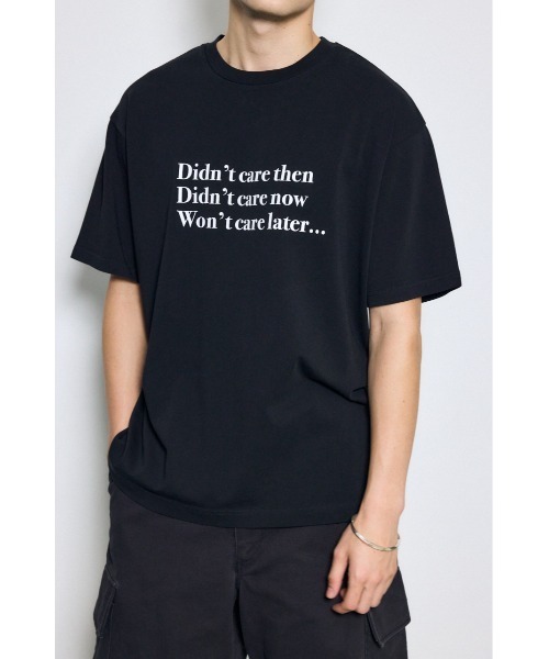 AZUL by moussy(アズールバイマウジー)の「引き揃え天竺Didn't care Tシャツ(Tシャツ/カットソー・メンズ・ブラック/ホワイト・LARGE/MEDIUM)」の1枚目の写真
